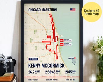 Chicago Marathon 2026 Läufer Poster: Individuell angefertigte Läuferkarte