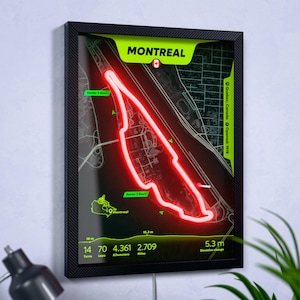 Montreal F1 Track LED Neon Art, Formula 1 Circuit Wall Decor, Racing Gift