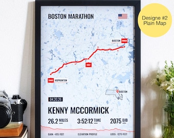 Personalisierte Marathon Map Poster: Benutzerdefinierter 3D-Streckendruck (Boston oder beliebiges Rennen)