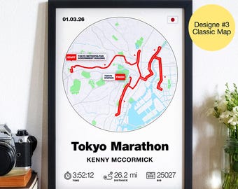 Tokyo Marathon 2026 Custom Map Poster: Individuelle Kunstdrucke