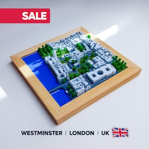 Mapa 3D de Londres: Arte mural de madera hecho a mano - Regalo de viaje