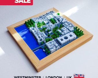 3D London Stadt Karte: Handgemachte Holz Wandkunst - Reisegeschenk