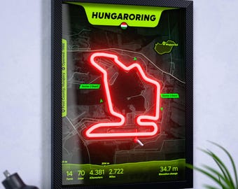 Hungaroring Neon F1 Poster: Grandprix von Ungarn LED-Wandkunst