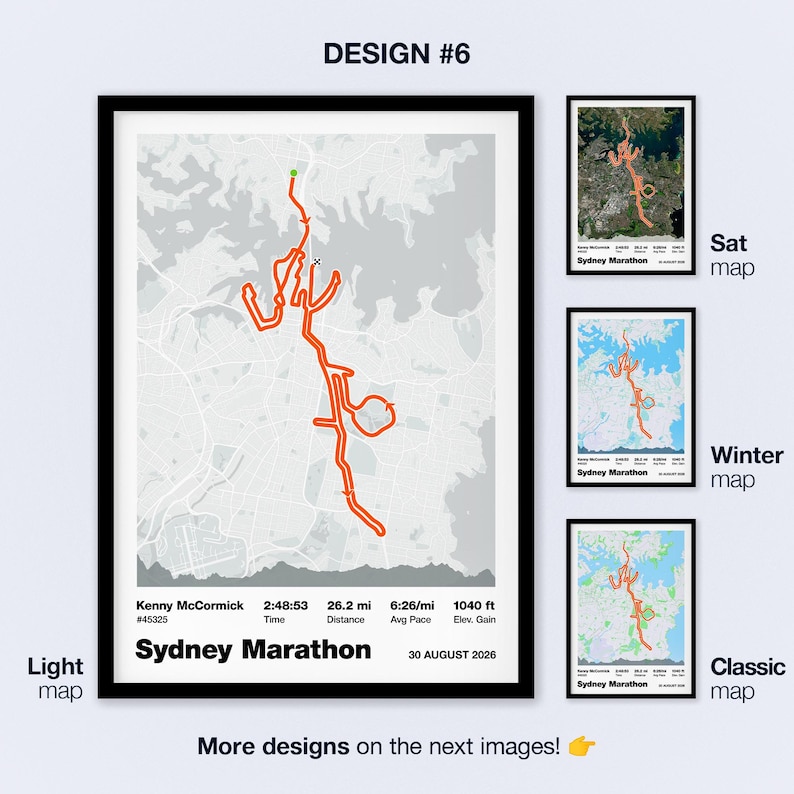 Personalized Sydney Marathon 2026 Map Print: Custom Runner Gift, Race ...