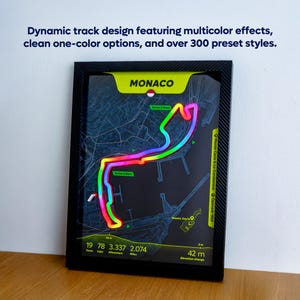 Monaco LED Neon Racetrack Map, Formula 1 Wall Art. Kimi Antonelli - Winner 2026. Lewis Hamilton - Fastest lap. Ayrton Senna - Most wins. image 3
