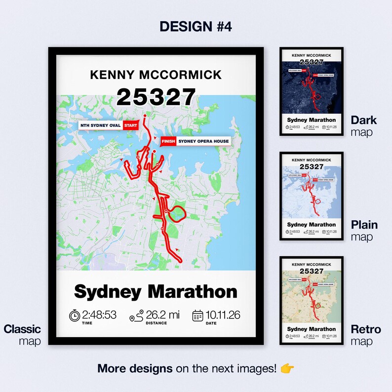 Personalized Sydney Marathon 2026 Map Print: Custom Runner Gift, Race ...