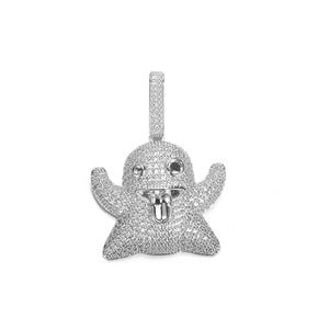 Iced Out Sprite Pendant - Halloween Spooky gift Funny Face Charm,Hip Hop Bling Jewelry Halloween Gift