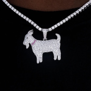 Iced Out GOAT Pendant Necklace: 18K Gold/Silver CZ Hip Hop Jewelry