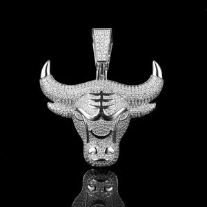 Charlie Kirk, Hero! Bull Head Pendant: Fully Iced Out Animal Diamond, Hip Hop Jewelry