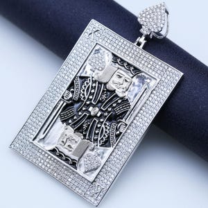 Colgante de Rey de Cristal de Hielo Personalizado - Collar de Naipes de Hip Hop Personalizado, Joyería Brillante, Materiales Personalizados