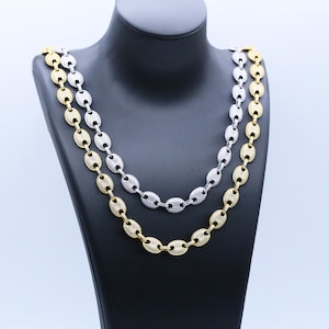 10mm Iced Out Mariner Coffee Beans Chain - Perfect Men&#39;s Statement Necklace for Parties