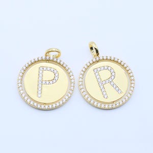 Collar con colgante de letra personalizado: dije redondo con inicial de la A a la Z y circonita cúbica helada, chapado en oro o plata, regalo personalizado, joyería de hip hop