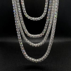 Iced Out 4mm CZ Tennis Chain Necklace: Gold or Silver Plated