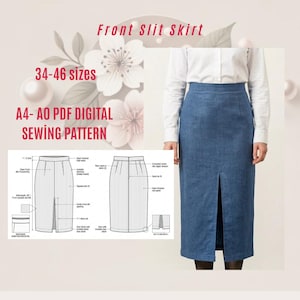 Patrón de costura para falda con abertura frontal: estilo "Sakura" (PDF, descarga digital)