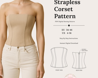 Korsett Top Schnittmuster: Trägerloses Bustier DIY (PDF-Download