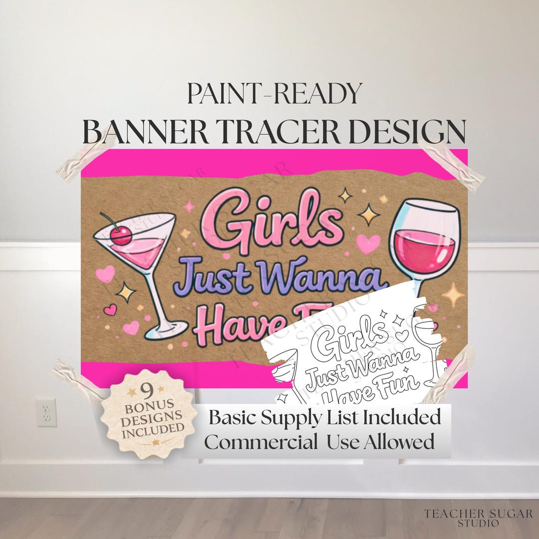 Girls Night Banner Tracer, Paint Ready Party Sign (digital Download) - Etsy