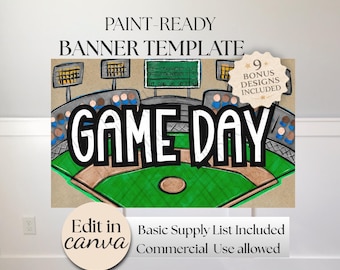 Paint-Ready Baseball Banner Template | Editable Canva Design (Digital Download)