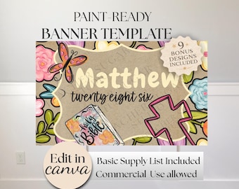 He Is Risen Easter Banner Template, Paint Ready Design (Digital Download)