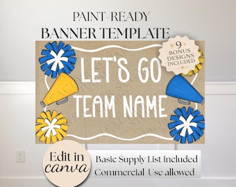 Cheerleading Banner Template | Paint-Ready, Editable Canva Design (Digital Download)