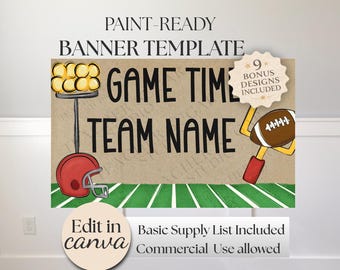 Paint-Ready Football Banner Template | Editable Sports Decor (Digital Download)
