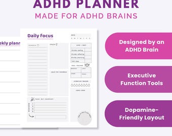 ADHD Printable Planner: Executive Function & Mental Health Support (PDF Download A4/US Letter)