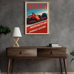 Ferrari F1 Charles Leclerc Monaco GP Printable Poster | Digital Download PDF | Formula 1 Wall Art