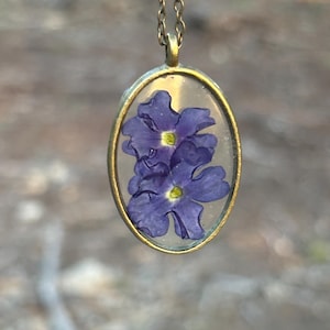 Flower Necklace | Blue Flower Necklace | Pressed Flower Nature Jewelry | Gift for Her | Pressed Flower Necklace | Purple Flower Necklace
