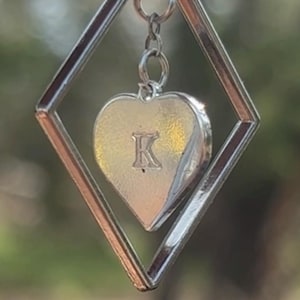Silver Name Necklace | Heart initial necklace|Girl Gift | Spinning Heart Necklace | Silver Heart Necklace | Custom Engrave Initial Necklace