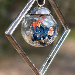 Wildflower Terrarium Necklace: Copper Flakes, Silver diamond Frame