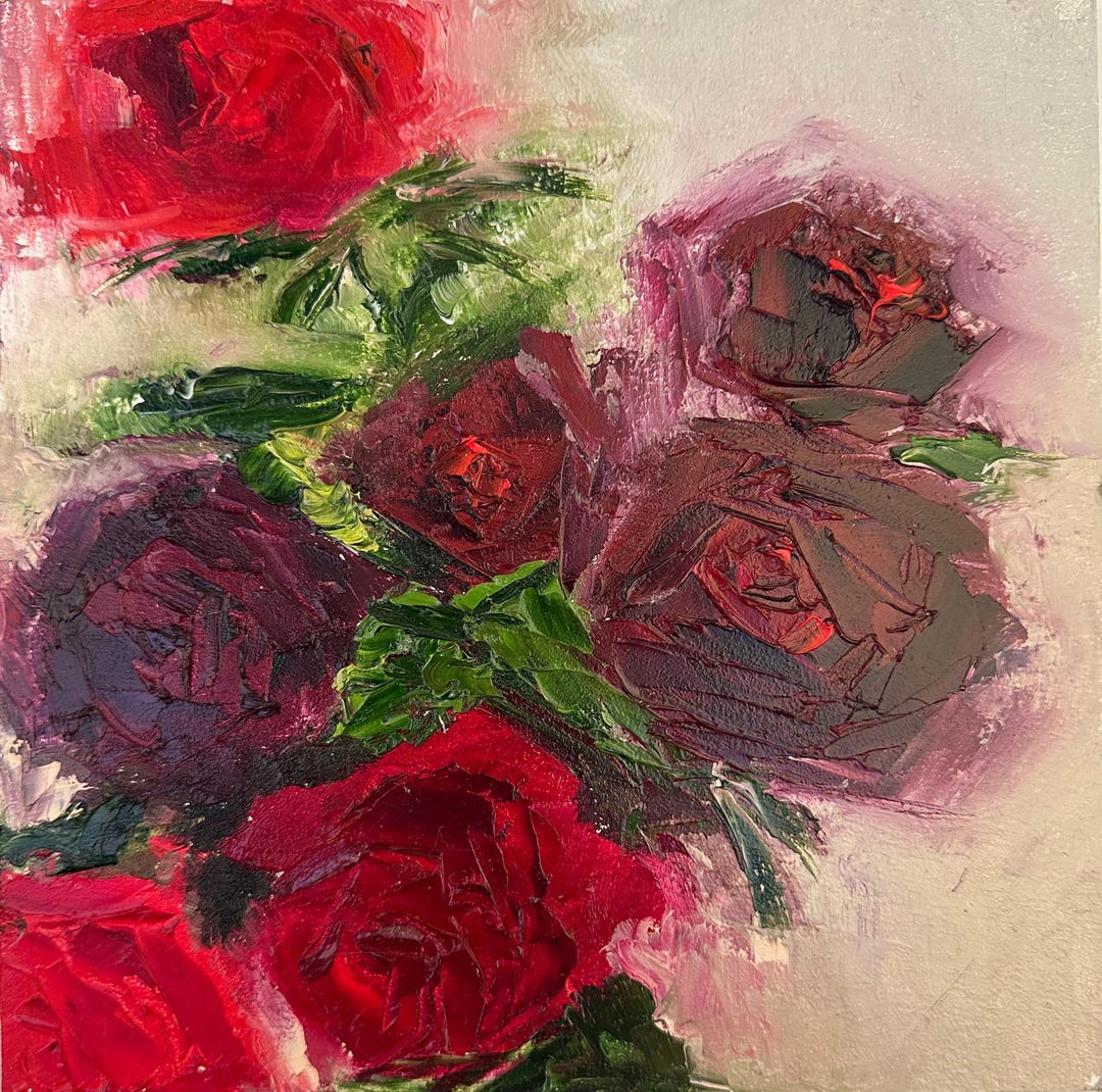 Red Roses Original Oil Painting Wall Art Floral - Etsy