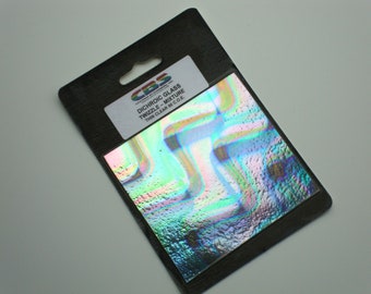 90 COE - CBS Dichroic Glass Twizzle Mixture 4 Inch Square -  1 piece Clear backed