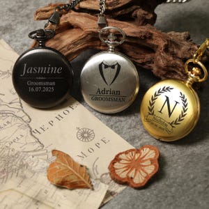Personalized Engraved Pocket Watch，Groomsmen Gift,Wedding Party Favor, Best Man Gift, Personalized Gift For Men/Groom/Father,Pocket Watches