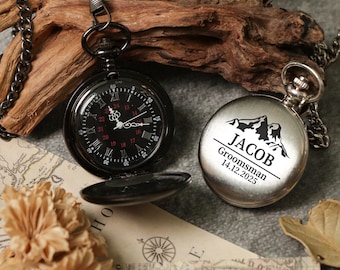 Personalized Engraved Pocket Watch，Groomsmen Gift,Wedding Party Favor, Best Man Gift, Personalized Gift For Men/Groom/Father,Pocket Watches