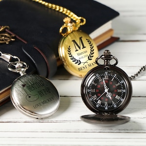 Personalized Engraved Pocket Watch，Groomsmen Gift,Wedding Party Favor, Best Man Gift, Personalized Gift For Men/Groom/Father,Pocket Watches