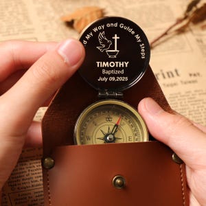 Personalized Engraved Brass Compass,First Communion Gifts for Boys, Baptism Gift, Holy Communion Gift,Religious Gift,gift from godmother