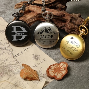 Reloj de bolsillo grabado personalizado: el regalo perfecto para los padrinos de boda, la propuesta del mejor novio o el recuerdo de la fiesta de bodas. Ideas de regalos de boda para hombres.
