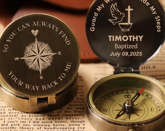 パーソナライズされたコンパス、洗礼ギフト、男の子向けの初聖体拝領ギフト、堅信礼ギフト、ゴッドファーザー、ゴッドマザー、ゴッドソン向けの洗礼ギフト