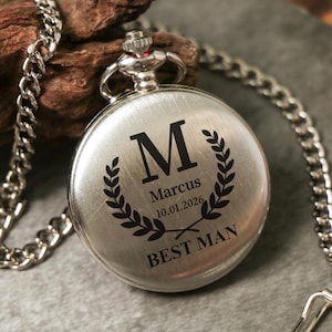 Personalized Engraved Pocket Watch,Custom Name Pocket Watch,Best Man Gift,Wedding Gift,Groomsmen Gifts,Father of Groom Gift,Gift for Him,Dad