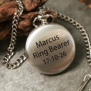 Custom Engraved Pocket Watch,Personalized RING BEARER Gift, Pocket Watch for Ring Bearer,Ring Bearer Proposal Pocket watch Gift,Wedding Gift