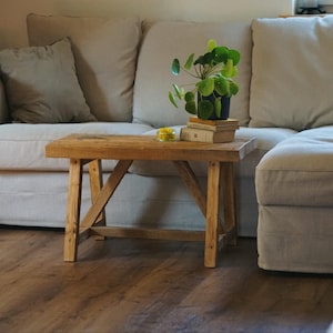 Rustic wooden bench made of reclaimed wood – handcrafted from barn floorboards | Solid wood bench, vintage decorative bench, hallway, living room
