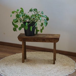 Walli Bench - Rustic reclaimed wood solid wood decorative bench - Vintage footstool / flower bench made of local spruce - Handmade bench in country style