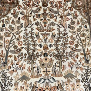 Antique Tree of Life Rug: Hand-Knotted Wool Oriental Carpet, 4.2 x 6.6 ft