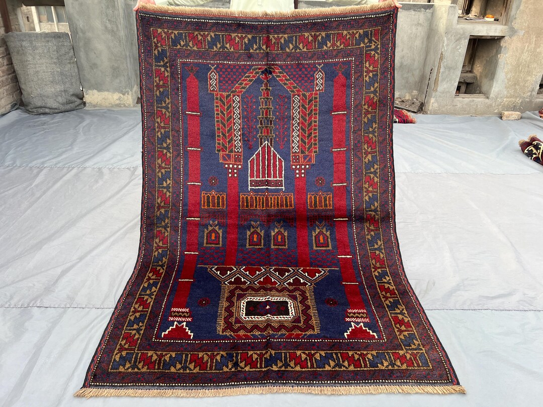 Vintage Baluchi Prayer Rug: Hand-knotted Afghan Tribal Design - Etsy