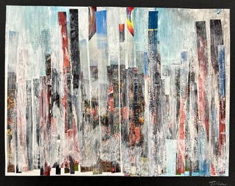 Original Abstract Mixed Media Art, 9x12 Collage, Bold Textured Wall Art, Unique Gift