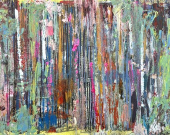 Original Abstract Mixed Media Art, 9x12 Canvas, Bold Textured Wall Art, Fractured Thread-Light, Unique Gift