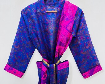 Vintage Silk Kimono | Handmade Boho Patchwork Festival Robe, Gift For Her