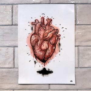 Anatomical Heart Art Print – Watercolor & Ink Illustration Wall Decor | Gothic Anatomy Artwork | Poppylines