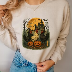 Funny Halloween Chicken Witch T-Shirt: Spooky Trick or Treat Graphic Tee