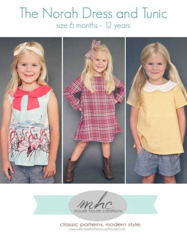 The Norah Dress and Tunic PDF Sewing Pattern: Sizes 12 months to 12 Years image 1