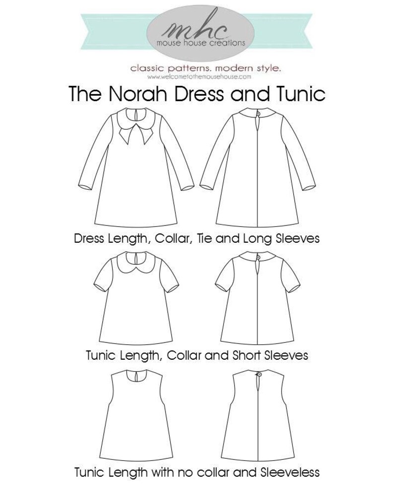 The Norah Dress and Tunic PDF Sewing Pattern: Sizes 12 months to 12 Years image 2
